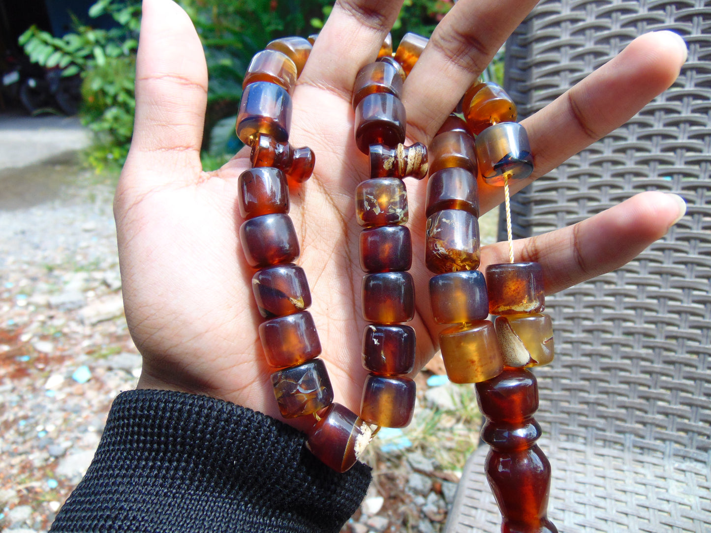 94 gr Komboloi Tasbih Rosary 33+2 Beads 15x15 mm Indonesian Yellow Blue Amber for Healing 26TTS8