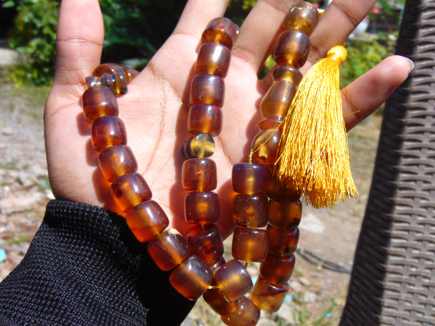 84 gr Komboloi Tasbih Rosary 33+2 Beads 14x14 mm Indonesian Yellow Blue Amber for Healing 26TTS9