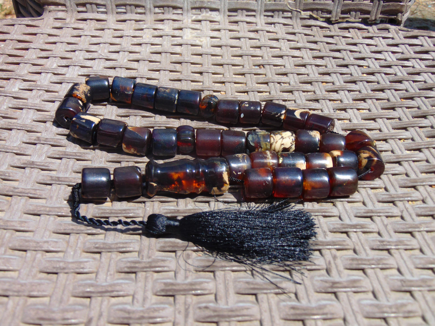 99 gr Komboloi Tasbih Rosary 33+2 Beads 15x15 mm Indonesian Yellow Blue Amber for Healing 26TTS1