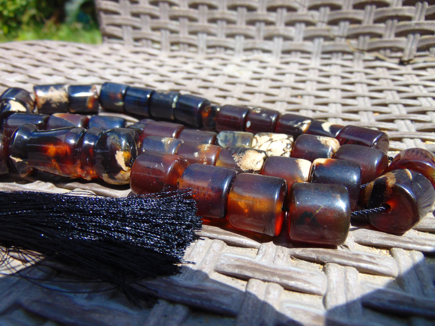 99 gr Komboloi Tasbih Rosary 33+2 Beads 15x15 mm Indonesian Yellow Blue Amber for Healing 26TTS1