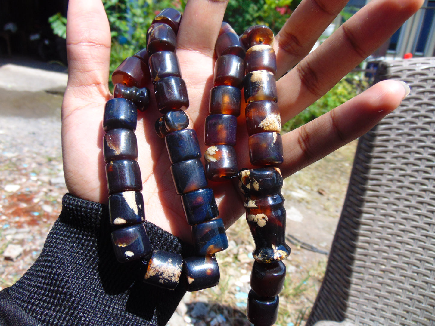 99 gr Komboloi Tasbih Rosary 33+2 Beads 15x15 mm Indonesian Yellow Blue Amber for Healing 26TTS1