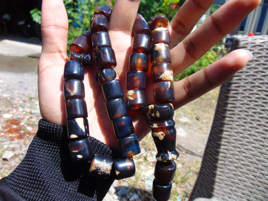 99 gr Komboloi Tasbih Rosary 33+2 Beads 15x15 mm Indonesian Yellow Blue Amber for Healing 26TTS1