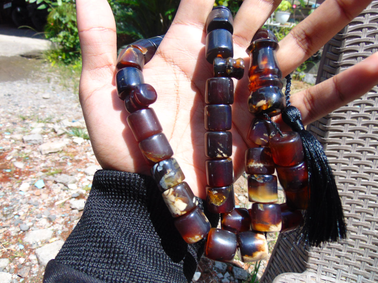 99 gr Komboloi Tasbih Rosary 33+2 Beads 15x15 mm Indonesian Yellow Blue Amber for Healing 26TTS1