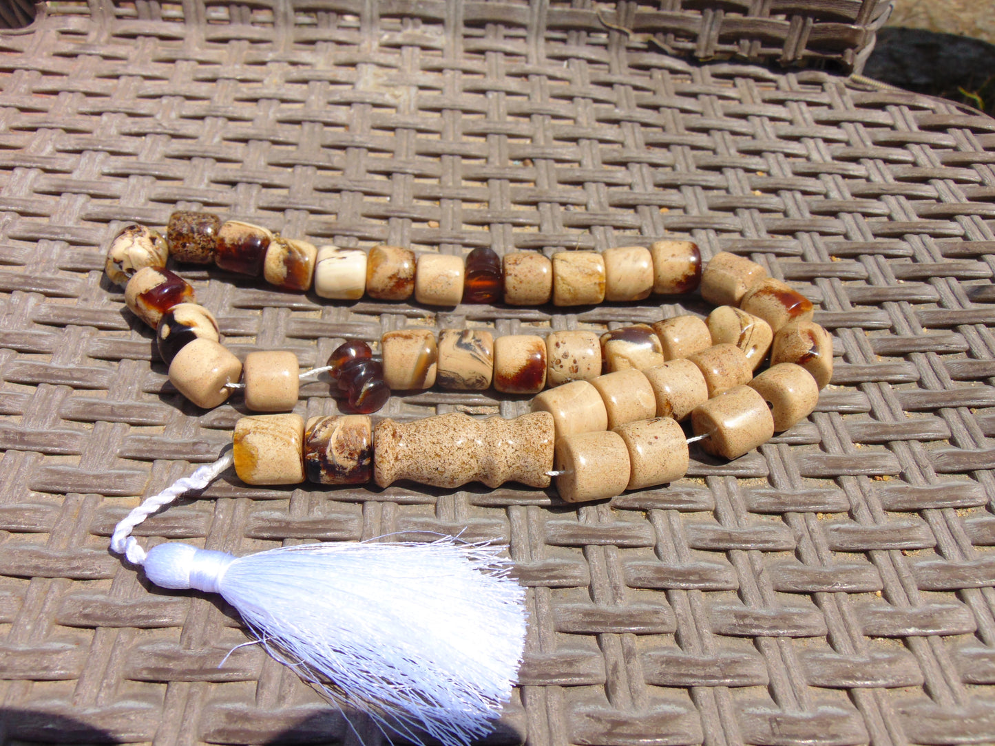 86 gr Komboloi Tasbih Rosary 33+2 Beads 14x14 mm Indonesian White Amber for Healing 26TTS3