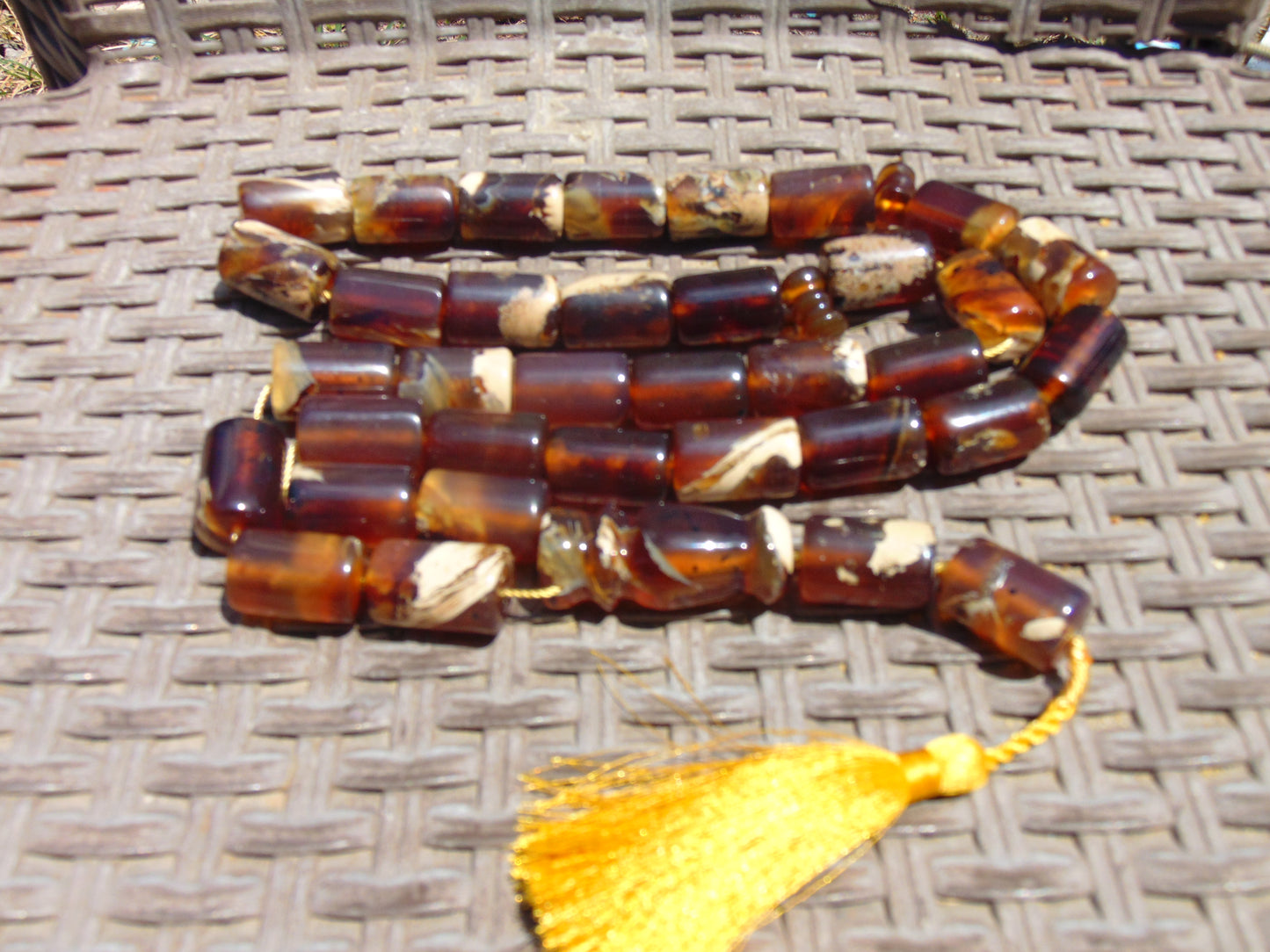 171gr Komboloi Tasbih Rosary 33+2 Beads 16x22 mm Indonesian white Blue yellow Amber for Healing 26COAR27