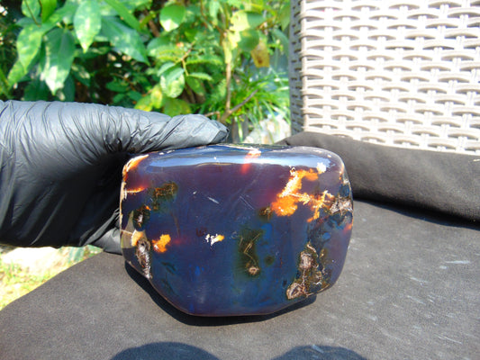 460 gram Full polished Indonesian Purple Blue Amber for Healing ar117