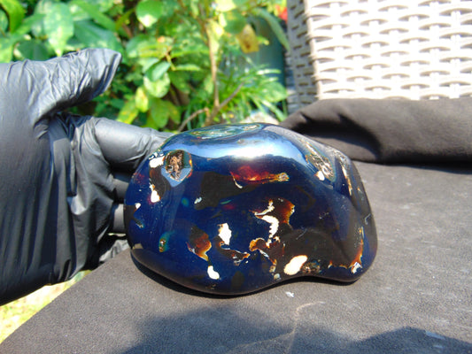 277 gram Full polished Indonesian Dark Blue Amber for Healing ML66