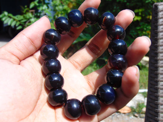 33 gram 16 Beads Mala Bracelet Indonesian Cherry Red Amber for Healing A16G210