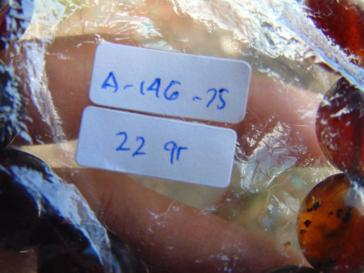 22 gr 14 Small Beads Bracelet Indonesian Crystal Red Amber for Healing A14G75
