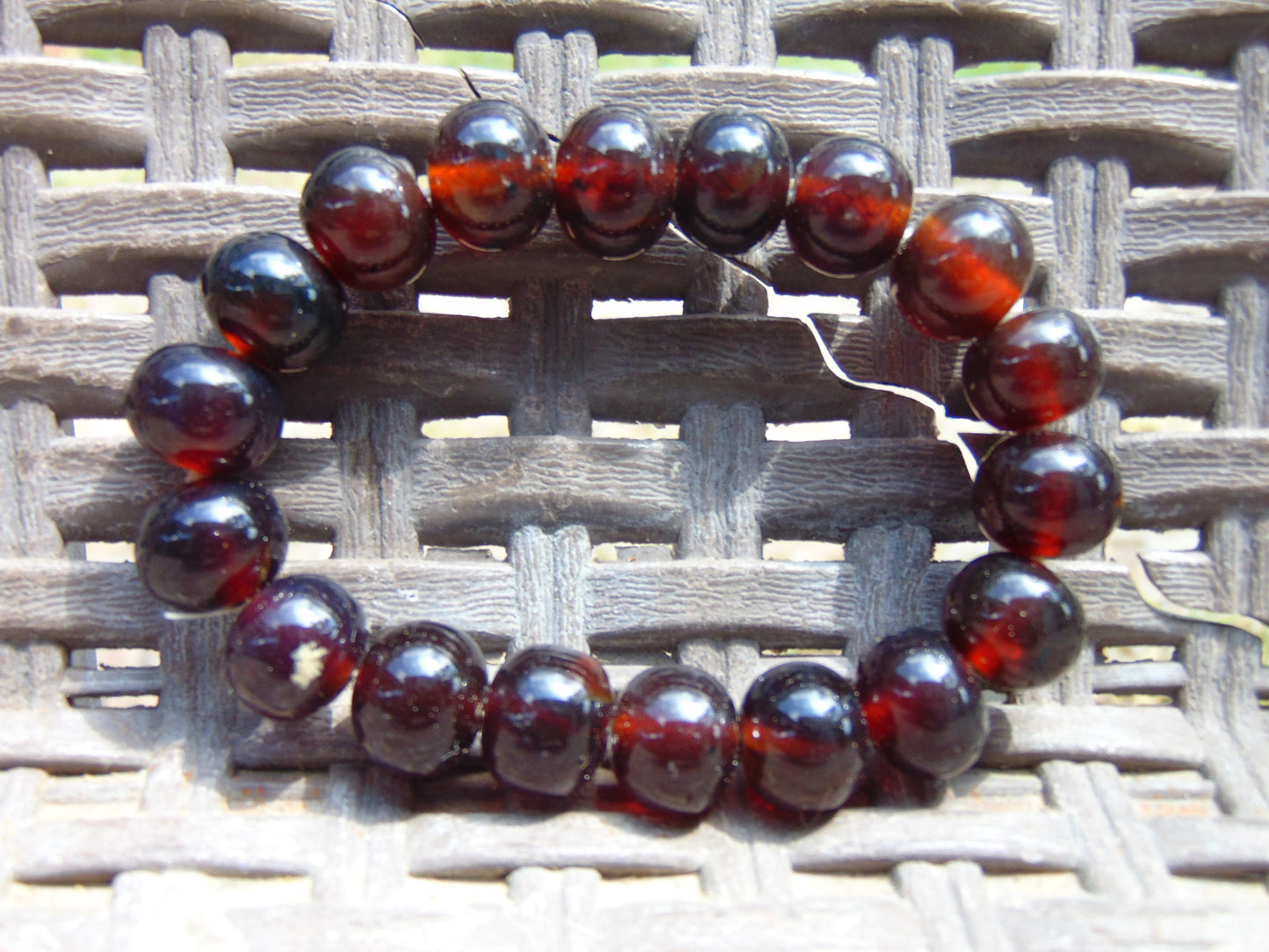 18 gr 12 Small Beads Bracelet Indonesian Cherry Red Amber for Healing A18G98