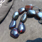 267 gr 9 beads Big Necklace Indonesian dark blue Amber for Healing A9K15
