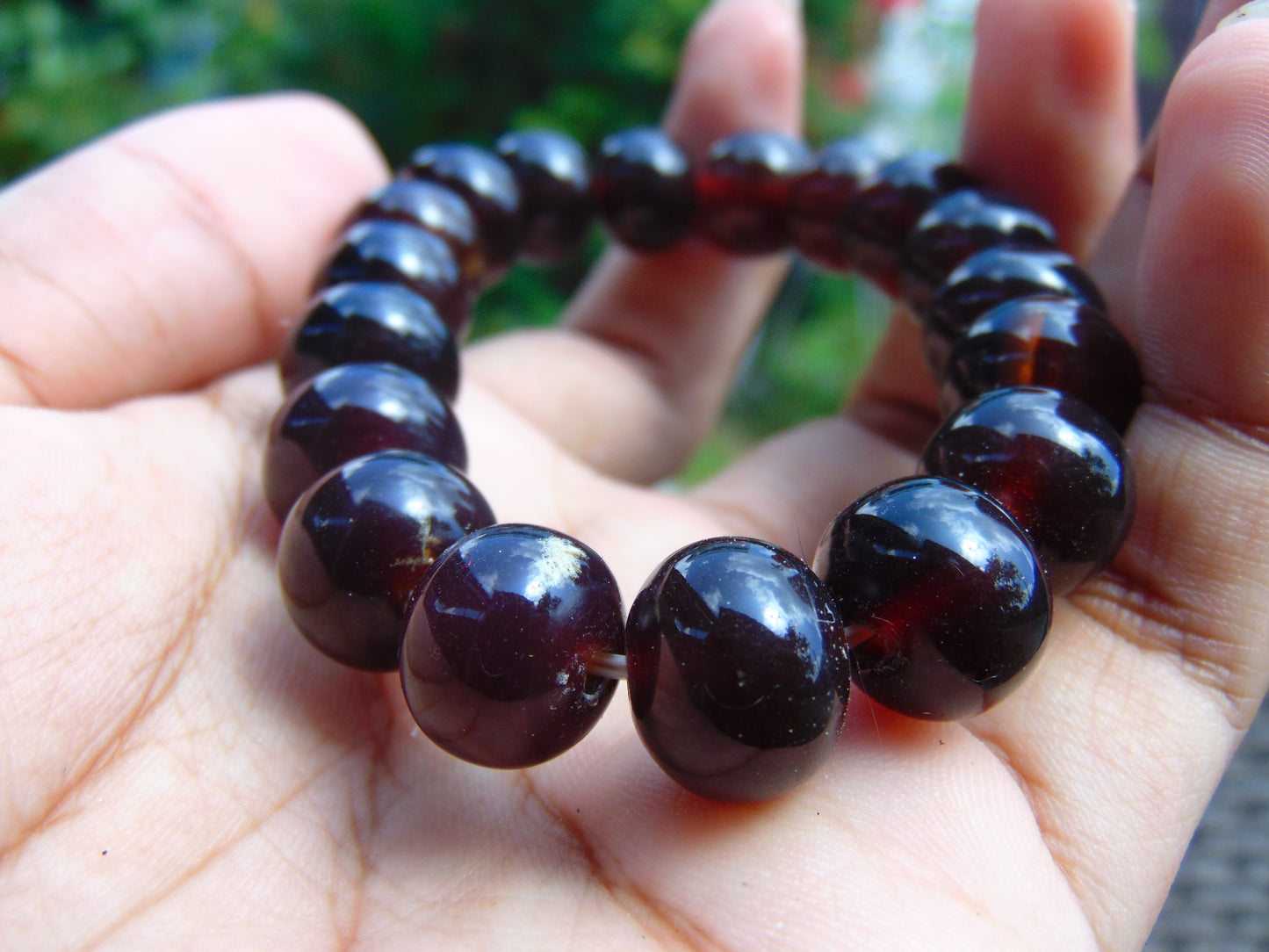 18 gr 12 Small Beads Bracelet Indonesian Cherry Red Amber for Healing A18G98