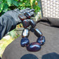 267 gr 9 beads Big Necklace Indonesian dark blue Amber for Healing A9K15