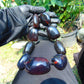 267 gr 9 beads Big Necklace Indonesian dark blue Amber for Healing A9K15