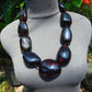 267 gr 9 beads Big Necklace Indonesian dark blue Amber for Healing A9K15