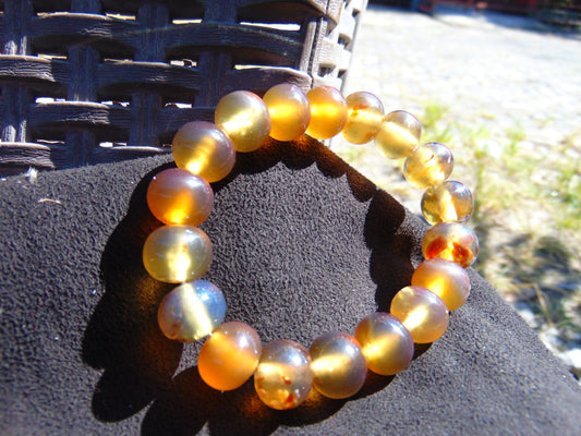 18 Gram 18 Small Beads Bracelet Indonesian Yellow Bluish Amber for Healing SB1