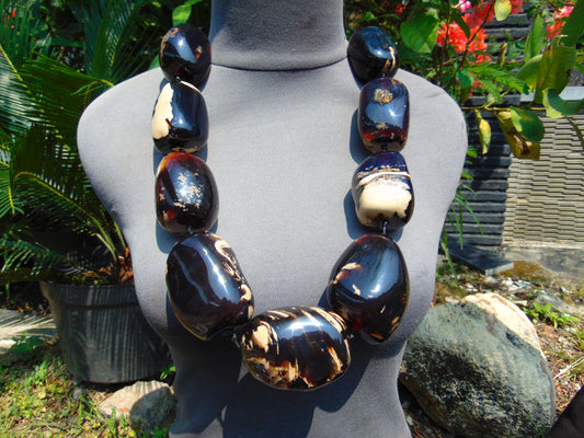 554 gr 9 beads Big Necklace Indonesian dark red Amber for Healing A9K20