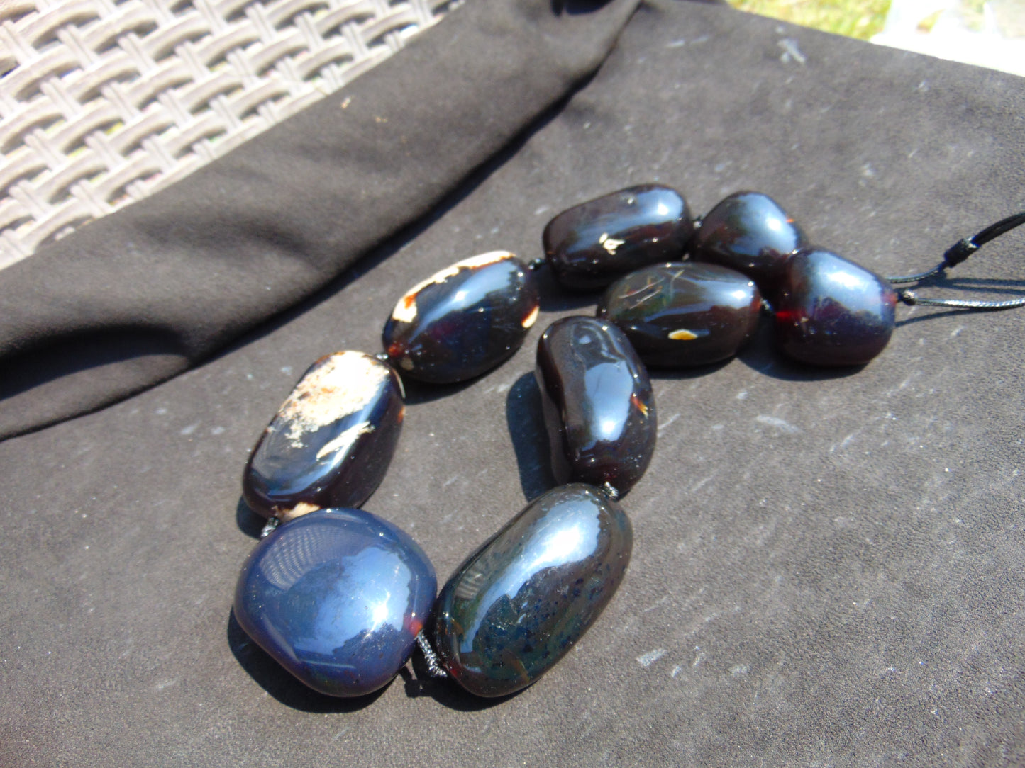 346 gr 9 beads Big Necklace Indonesian dark red Amber for Healing A9K21