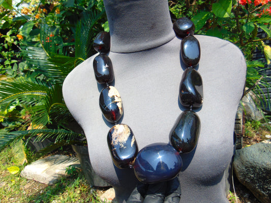 346 gr 9 beads Big Necklace Indonesian dark red Amber for Healing A9K21