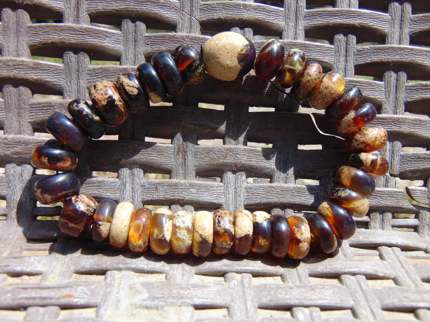 22 gr 34 Small Beads Bracelet Indonesian White Amber for Healing A34G166