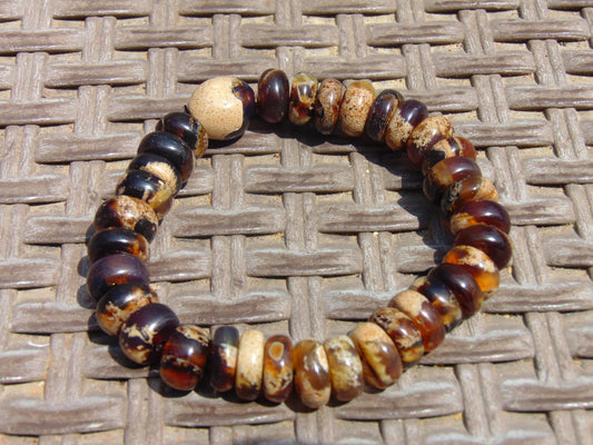 22 gr 34 Small Beads Bracelet Indonesian White Amber for Healing A34G166