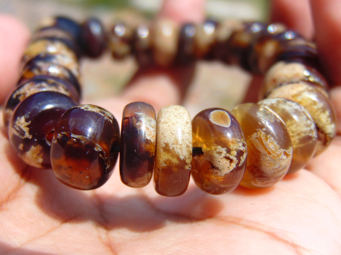 22 gr 34 Small Beads Bracelet Indonesian White Amber for Healing A34G166