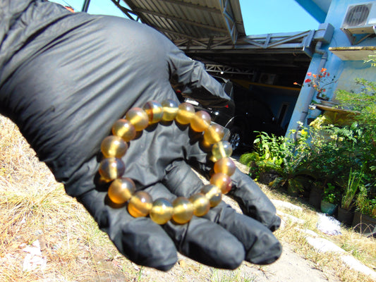 18 Gram 18 Small Beads Bracelet Indonesian Yellow Bluish Amber for Healing SB10
