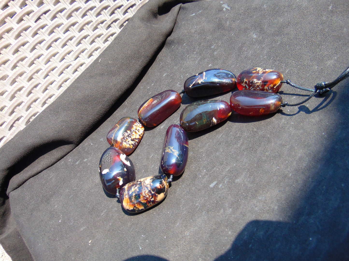 246 gr Small Beads Combination Necklace Indonesian Blue Amber for Healing S9K1