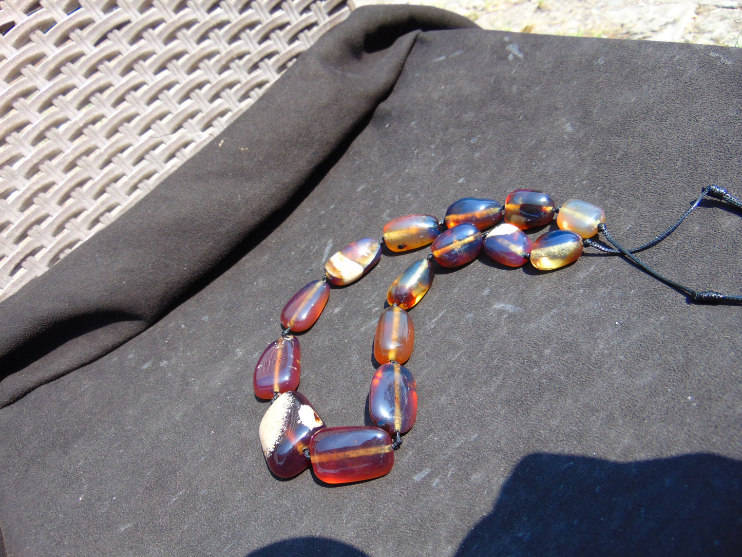 82 gr Small Beads Combination Necklace Indonesian Blue Amber for Healing A17K6