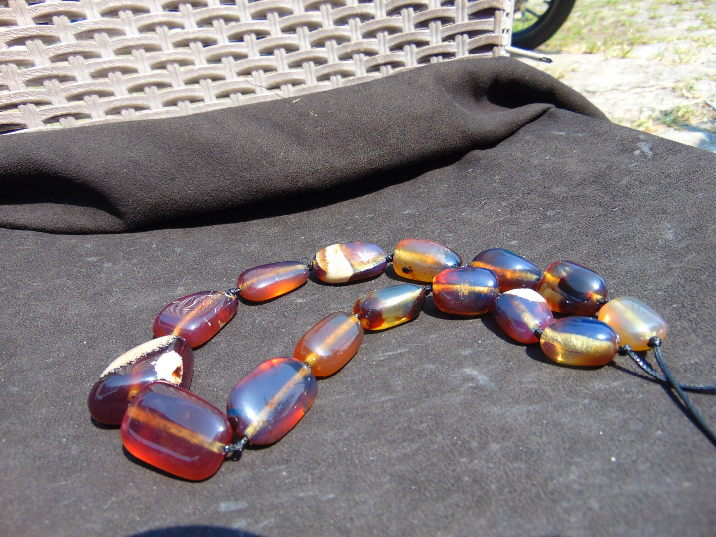 82 gr Small Beads Combination Necklace Indonesian Blue Amber for Healing A17K6