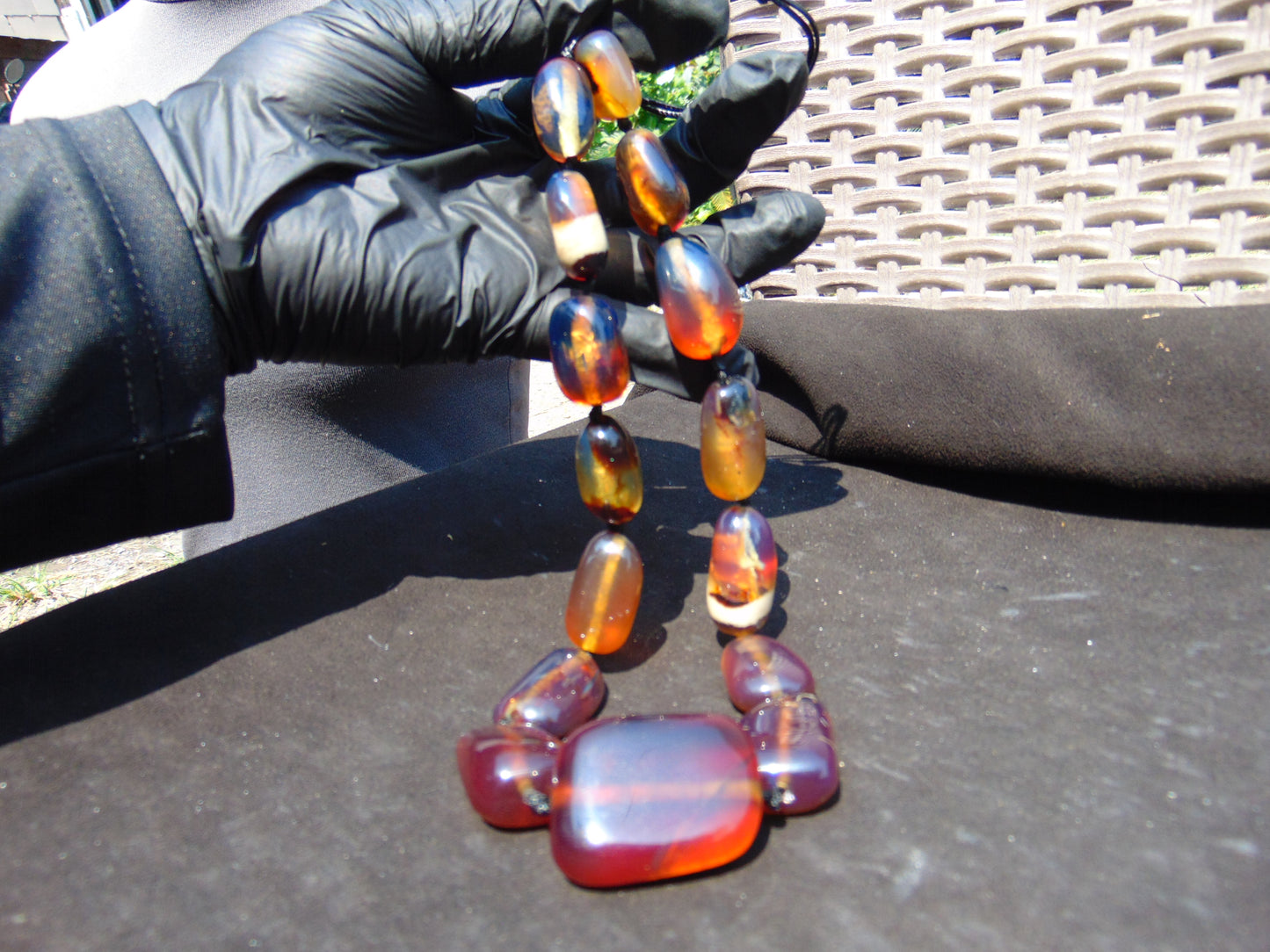 82 gr Small Beads Combination Necklace Indonesian Blue Amber for Healing A17K6