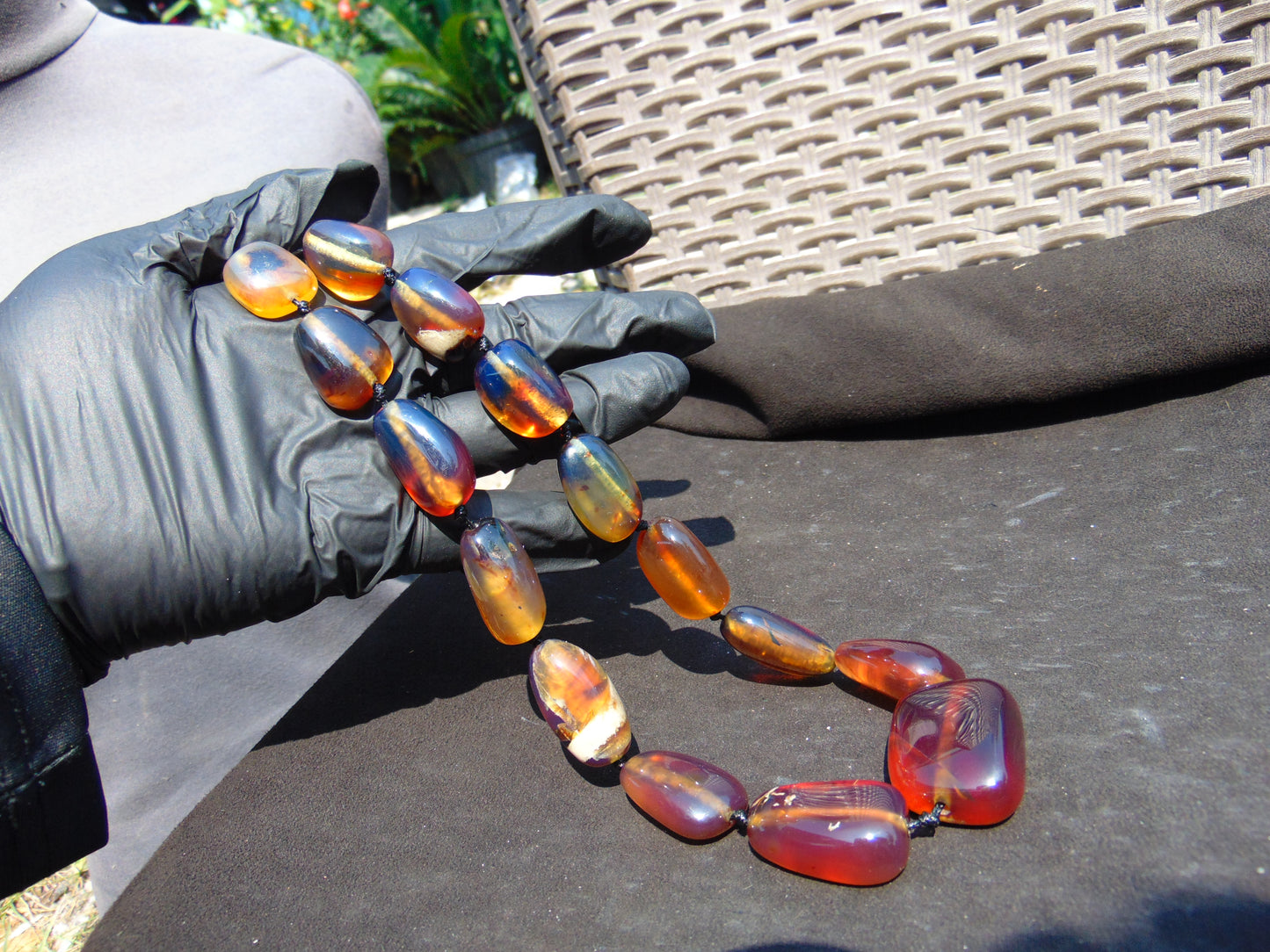 82 gr Small Beads Combination Necklace Indonesian Blue Amber for Healing A17K6