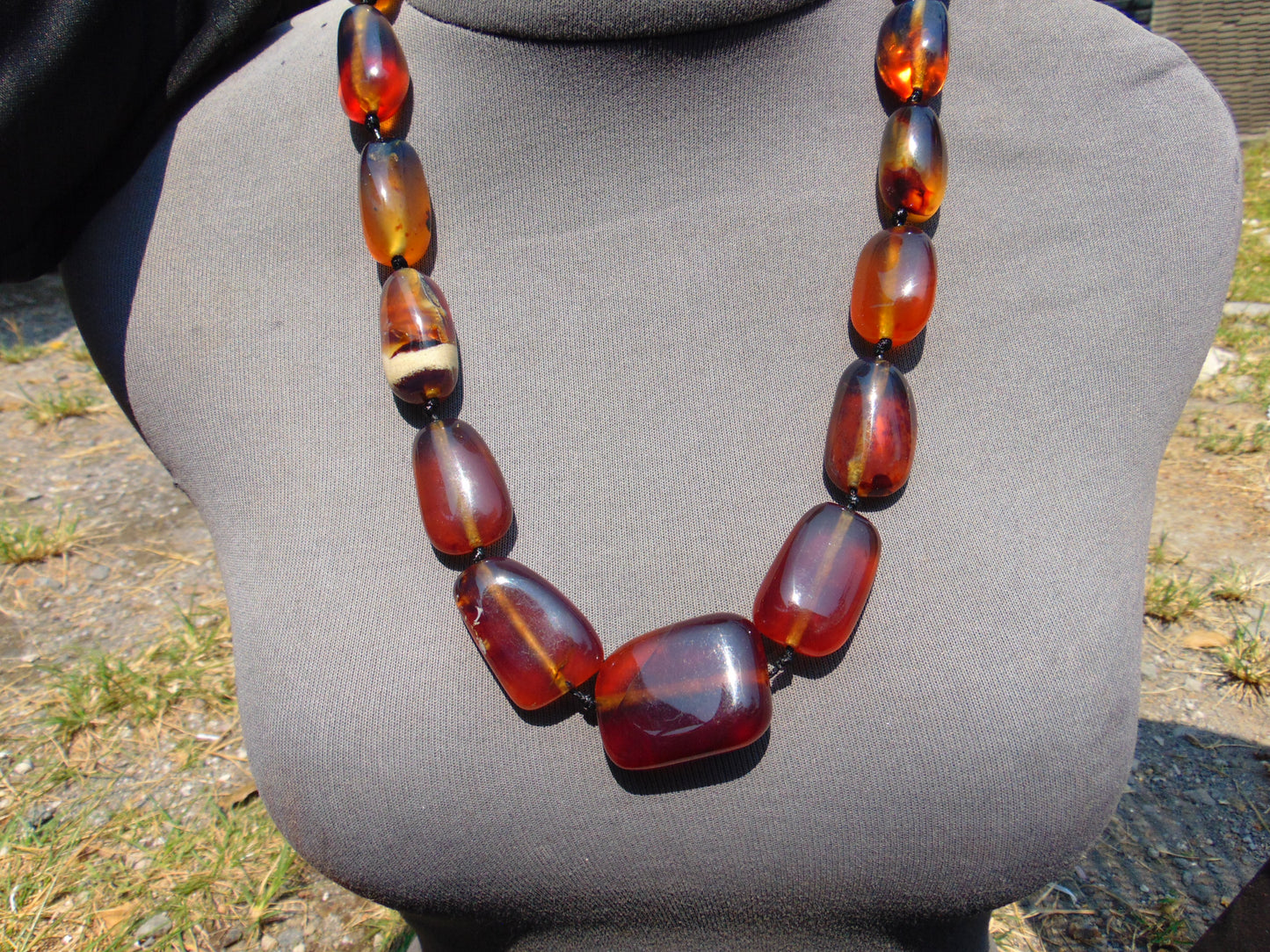 82 gr Small Beads Combination Necklace Indonesian Blue Amber for Healing A17K6
