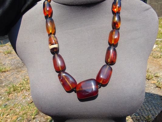 82 gr Small Beads Combination Necklace Indonesian Blue Amber for Healing A17K6