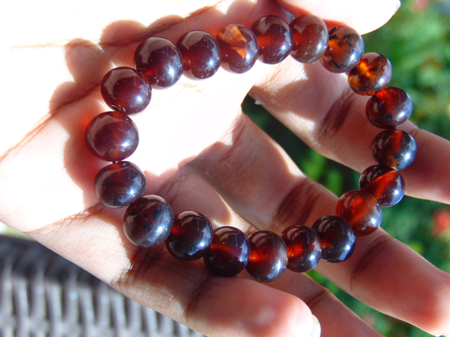 13 gr 18 Small Beads Bracelet Indonesian Cherry Red Amber for Healing AW10B11