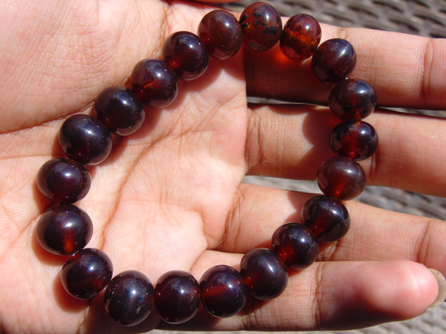 13 gr 18 Small Beads Bracelet Indonesian Cherry Red Amber for Healing AW10B11
