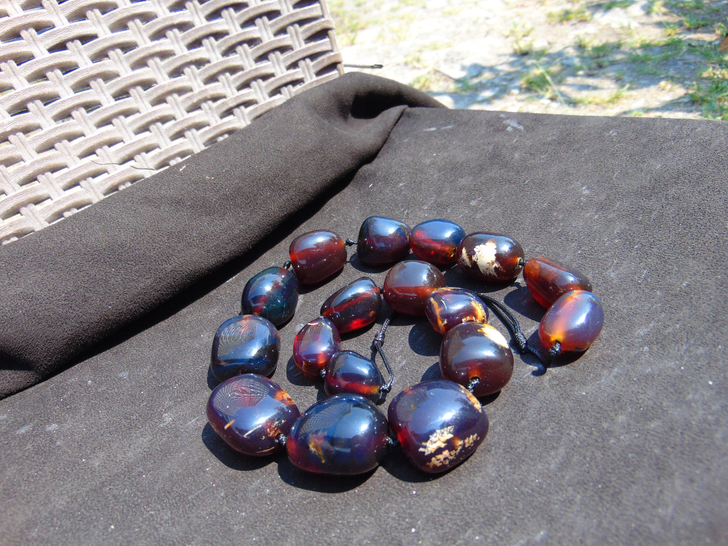 143 gr Small Beads Combination Necklace Indonesian Blue Amber for Healing A17K7
