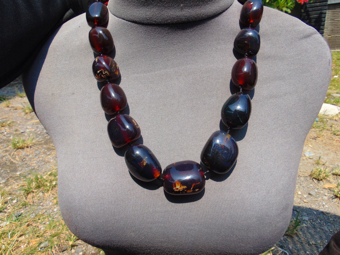 143 gr Small Beads Combination Necklace Indonesian Blue Amber for Healing A17K7