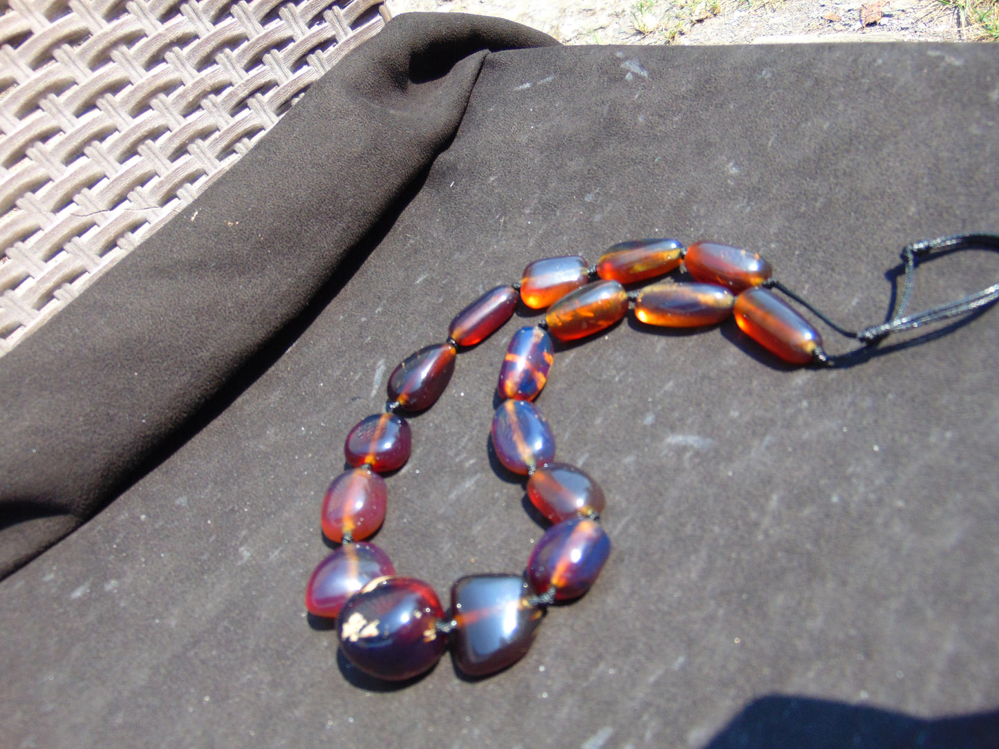 72 gr Small Beads Combination Necklace Indonesian Blue Amber for Healing A17K10