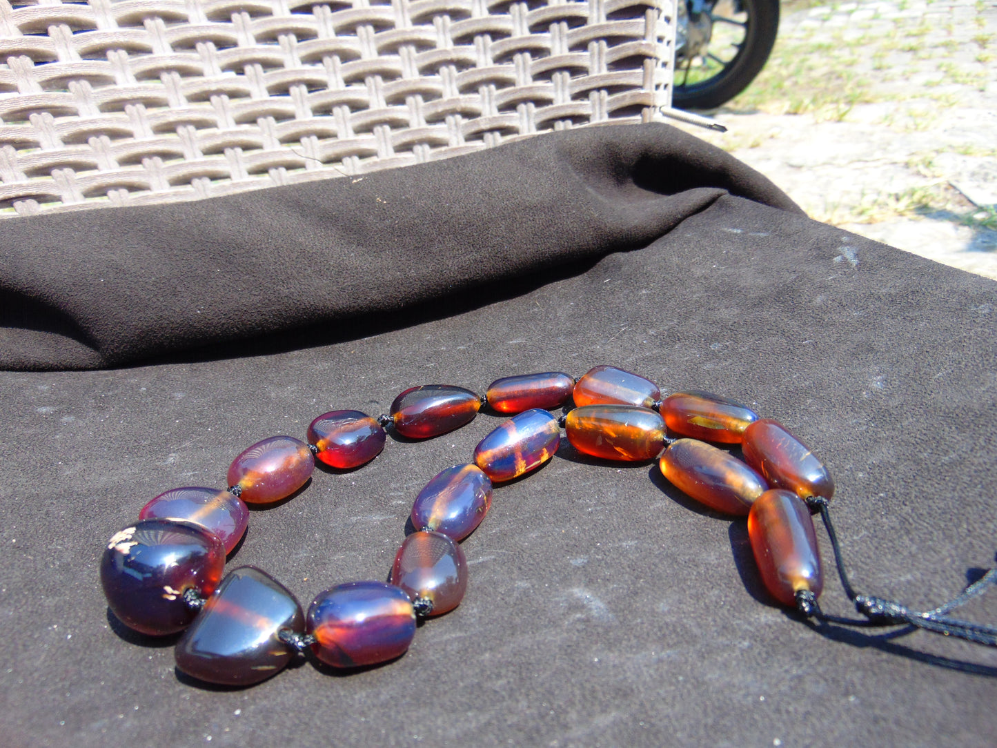 72 gr Small Beads Combination Necklace Indonesian Blue Amber for Healing A17K10