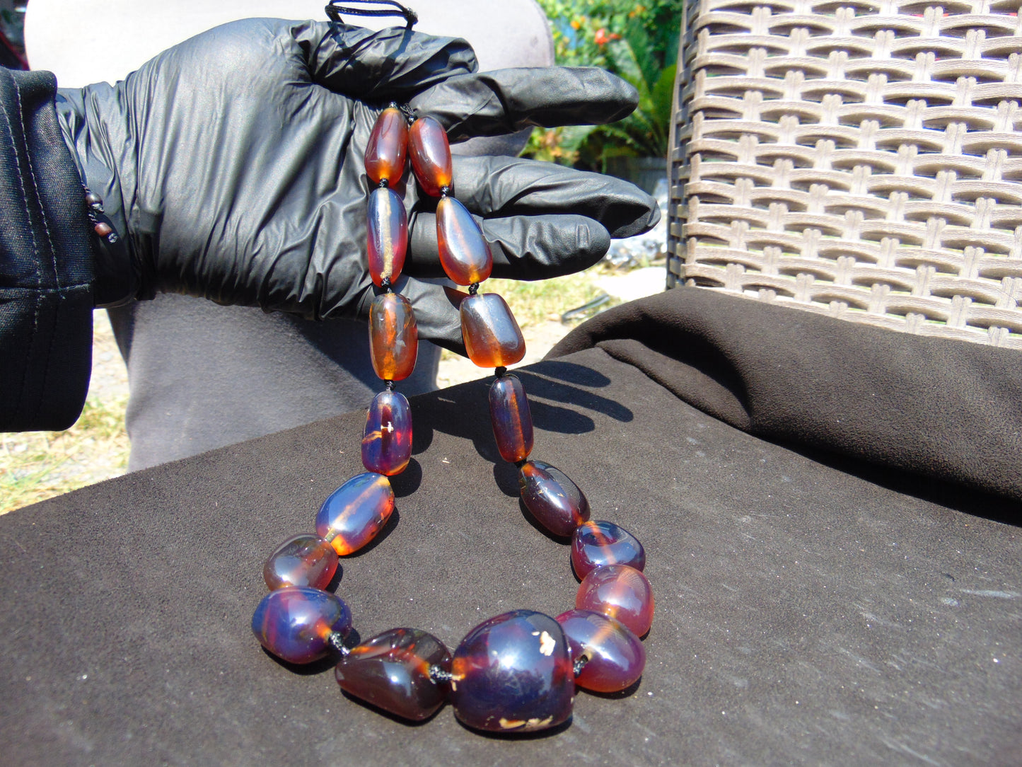 72 gr Small Beads Combination Necklace Indonesian Blue Amber for Healing A17K10
