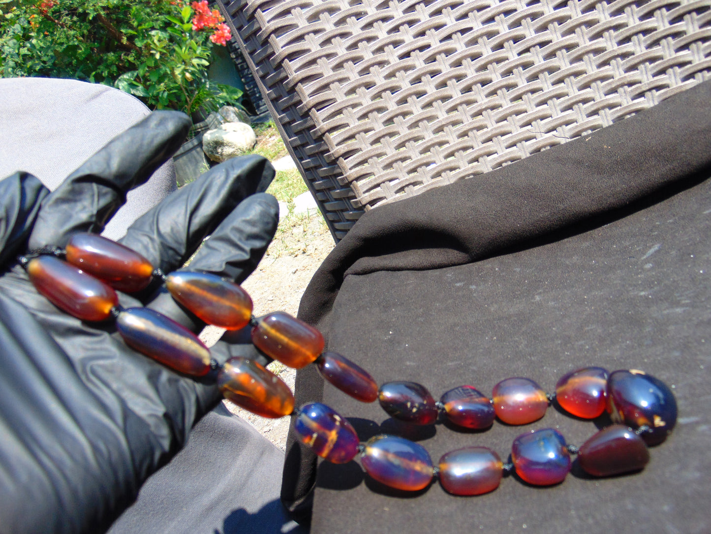 72 gr Small Beads Combination Necklace Indonesian Blue Amber for Healing A17K10
