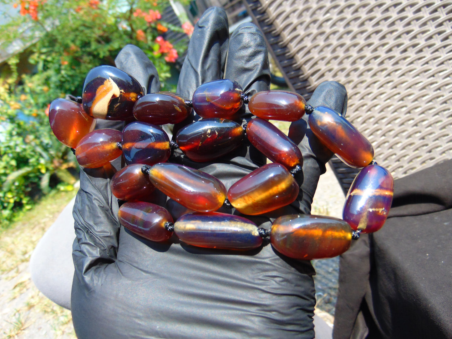 72 gr Small Beads Combination Necklace Indonesian Blue Amber for Healing A17K10