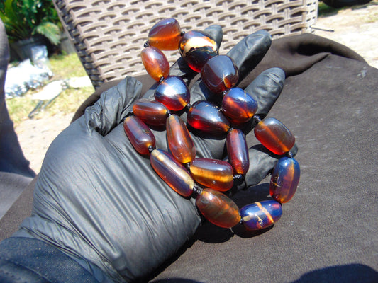 72 gr Small Beads Combination Necklace Indonesian Blue Amber for Healing A17K10