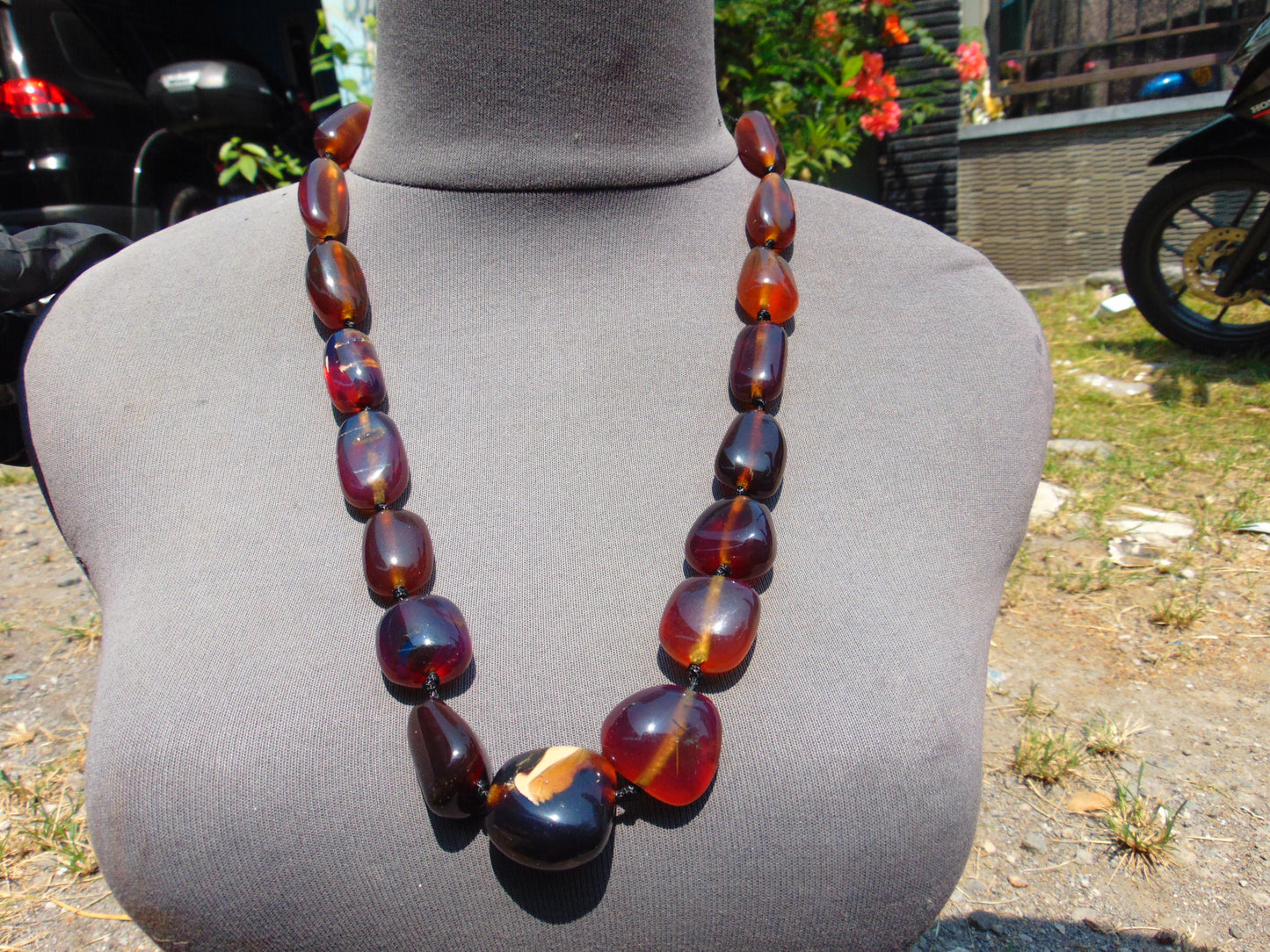 72 gr Small Beads Combination Necklace Indonesian Blue Amber for Healing A17K10