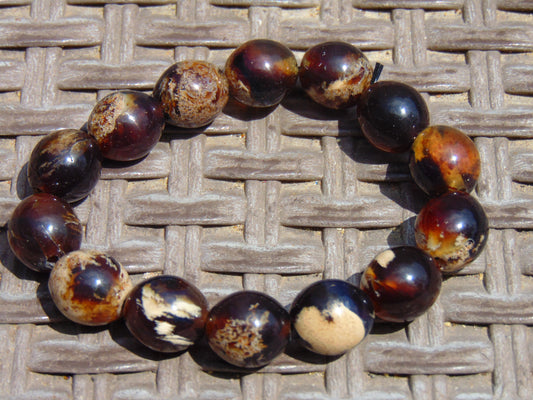 24 gr 14 Small Beads Bracelet Indonesian White Amber for Healing A14G100