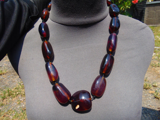103 gr Small Beads Combination Necklace Indonesian Blue Amber for Healing A13K5
