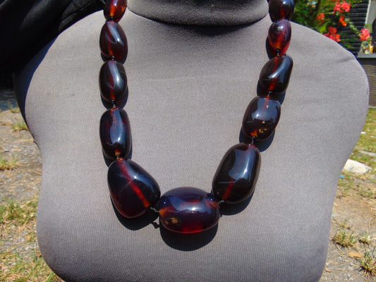 123 gr Small Beads Combination Necklace Indonesian Red Blue Amber for Healing A13K8