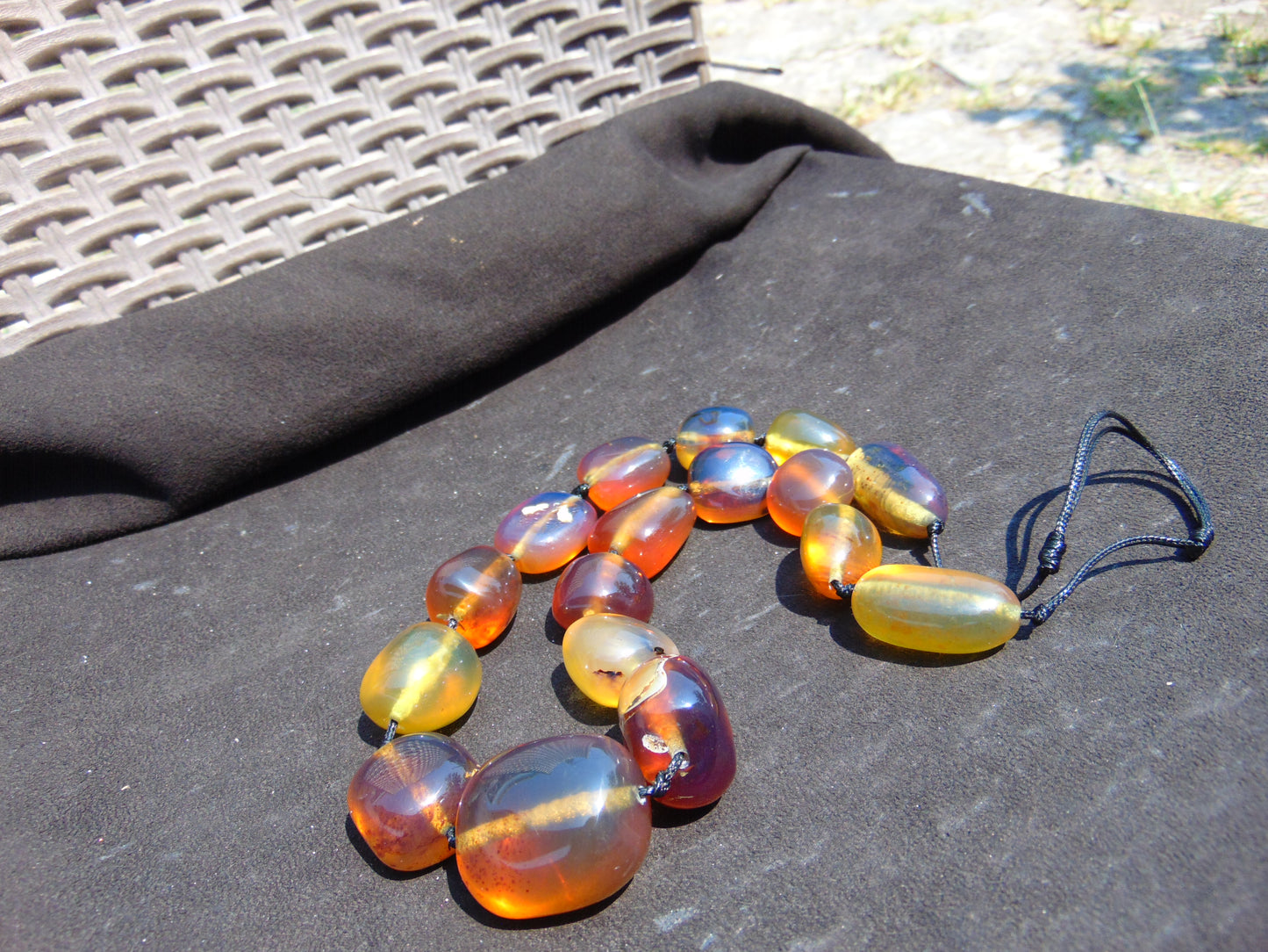 105 gr Small Beads Combination Necklace Indonesian Blue Amber for Healing A17K1