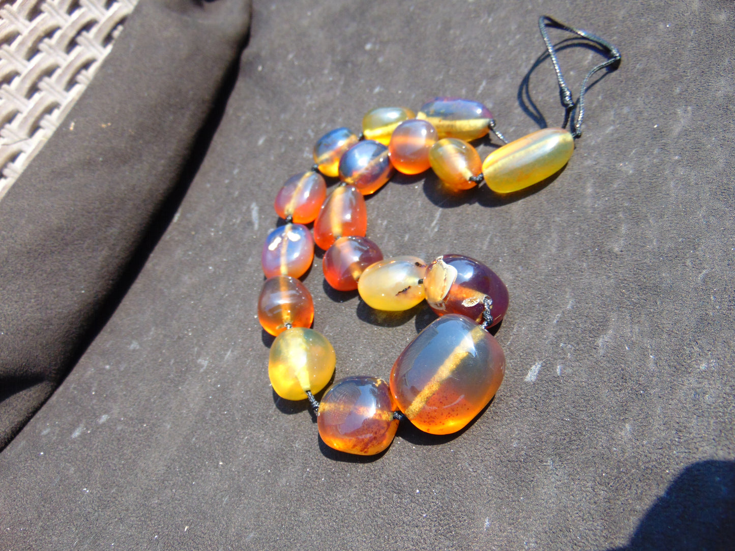 105 gr Small Beads Combination Necklace Indonesian Blue Amber for Healing A17K1